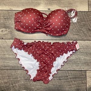 PINK Mauve Polka Dot Bikini Set